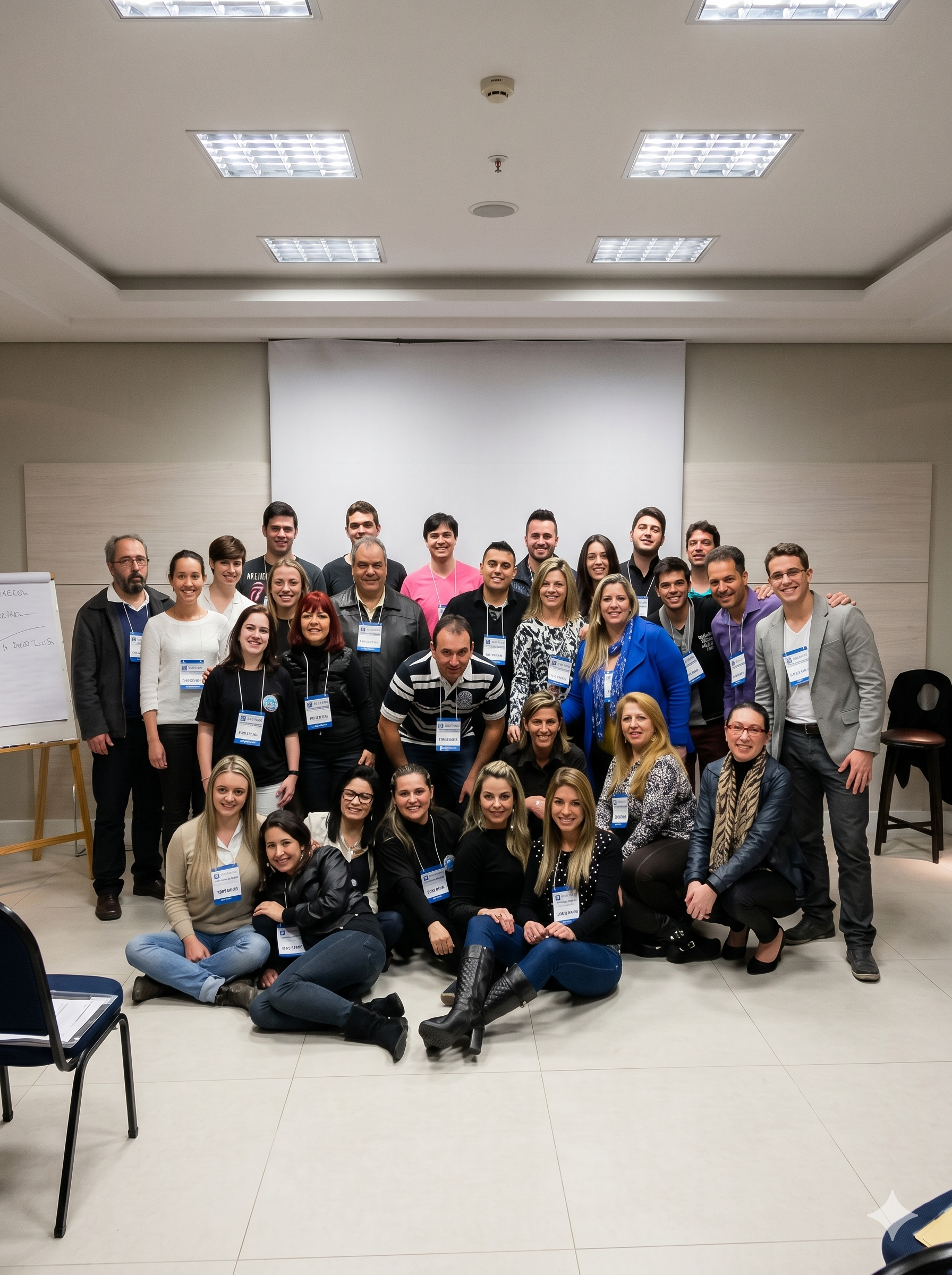 Delis de Zorzi com turma de alunos após treinamento de PNL Way